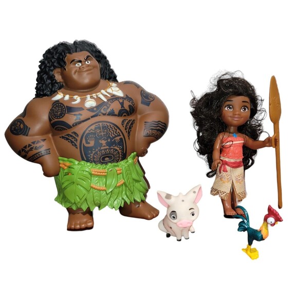 Disney Princess Petite Moana Maui Pua Hei Hei Dolls Figures Movie Toy Set - Picture 1 of 10